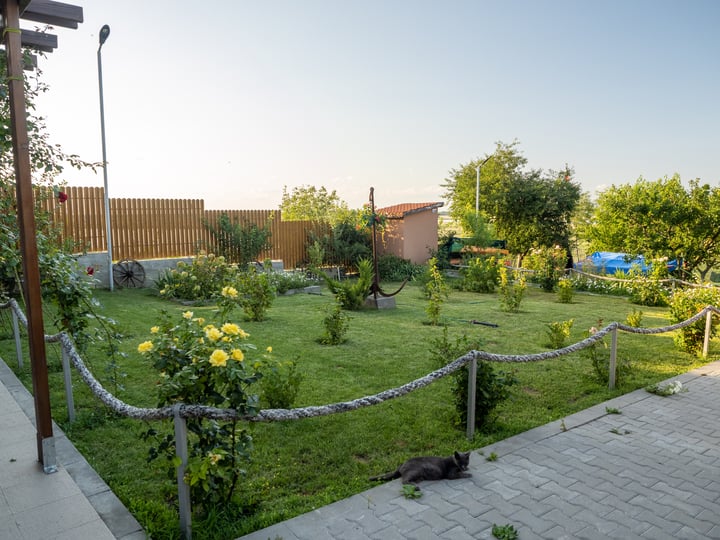 Relaxation area in the guesthouse courtyard in Somova
